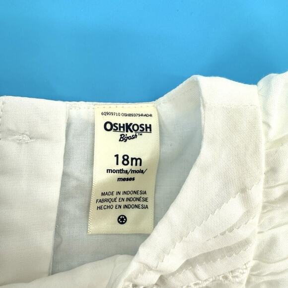 OshKosh B'gosh Baby Girl 2 Piece Off-White Cotton Eyelet Dress 18 Months Dainty - Picture 4 of 10